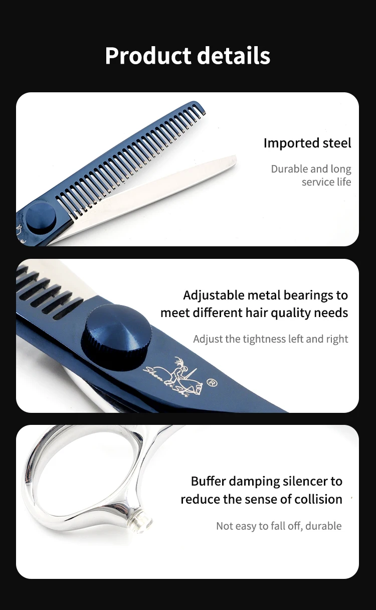Blaue Titanbeschichtung Friseursalon 6,0 Zoll Professionelle Friseurschere Schere Haarschneideschere – Detail 9