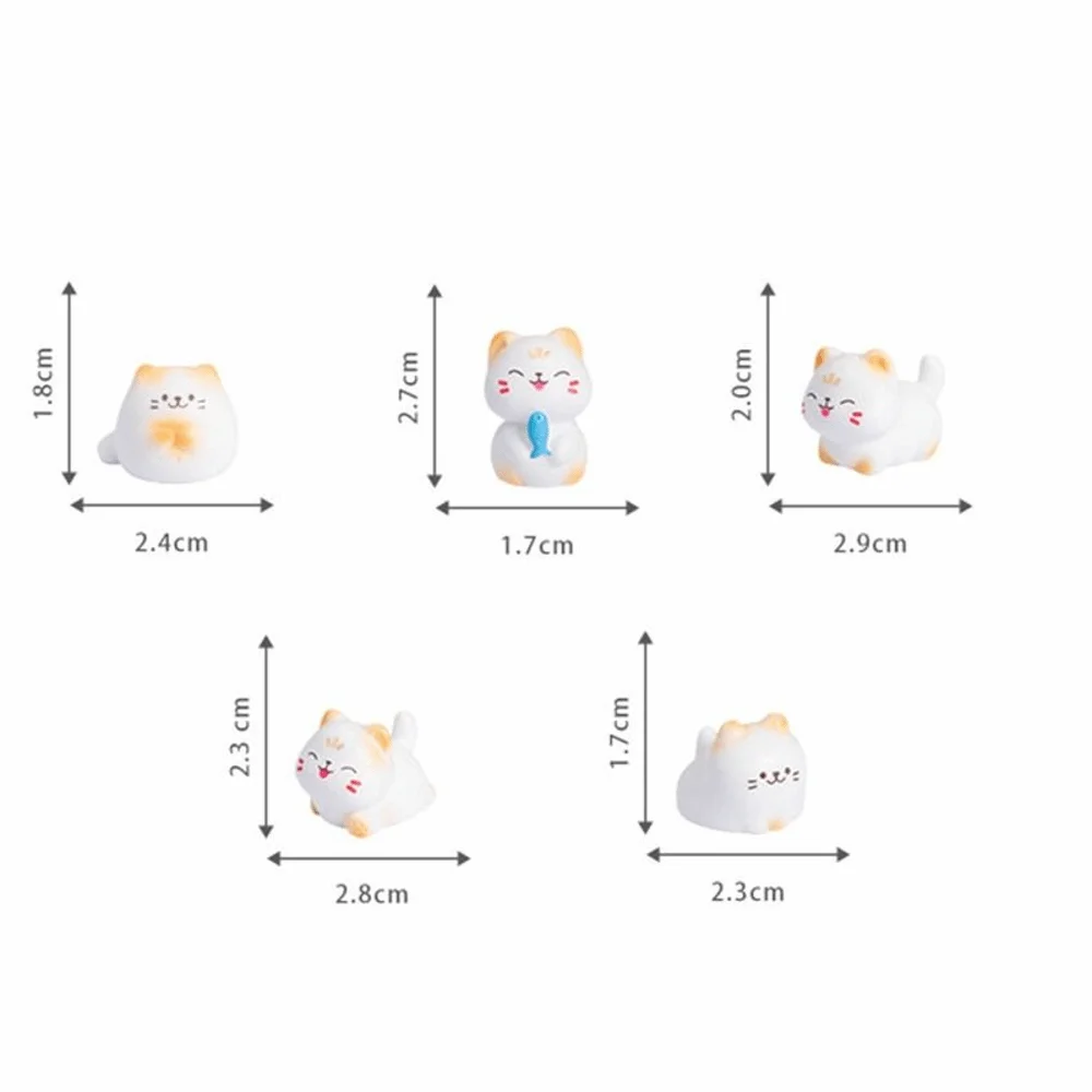 Charming DIY Cartoon Cat Resin Miniature Desktop Figurine Decor