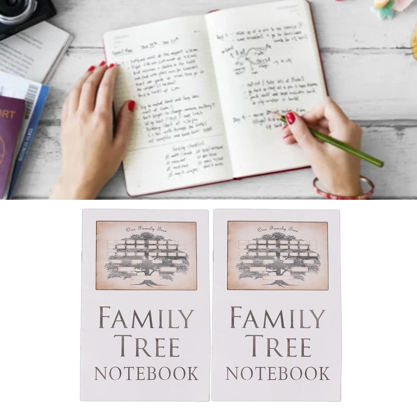 Family Tree Notebook 16 Pages Family Tree Organizer Book Handwritten Easy To Use Color Fading Resistant for Stationery