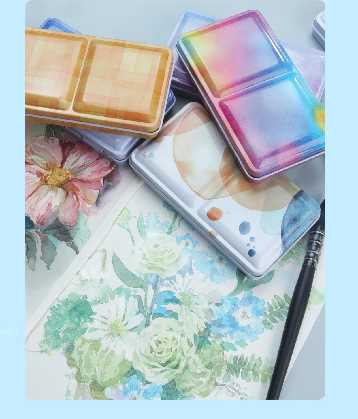 SeamiArt 1 Stück Leere Flache Metall-Malbox Klassischer Faltbarer Eisenkoffer für Aquarellfarben Unterverpackung Kunstbedarf – Detail 6
