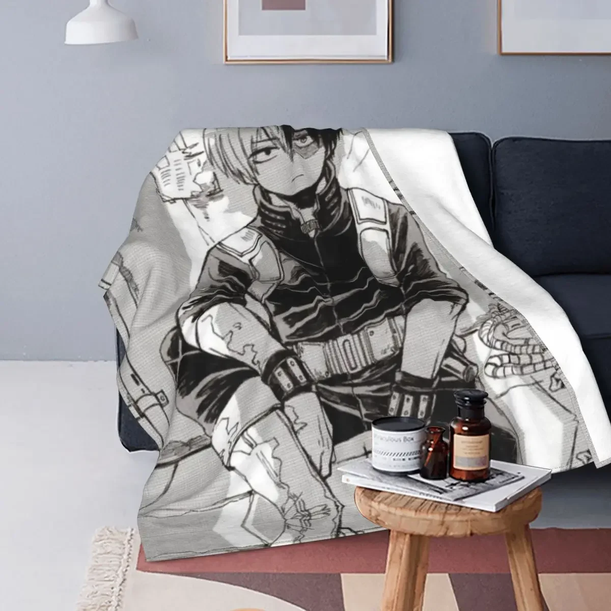 

Shouto Todoroki Wool Blanket Boku no My Hero Academia Anime Manga Novelty Throw Blanket for Home 150*125cm Bedspreads