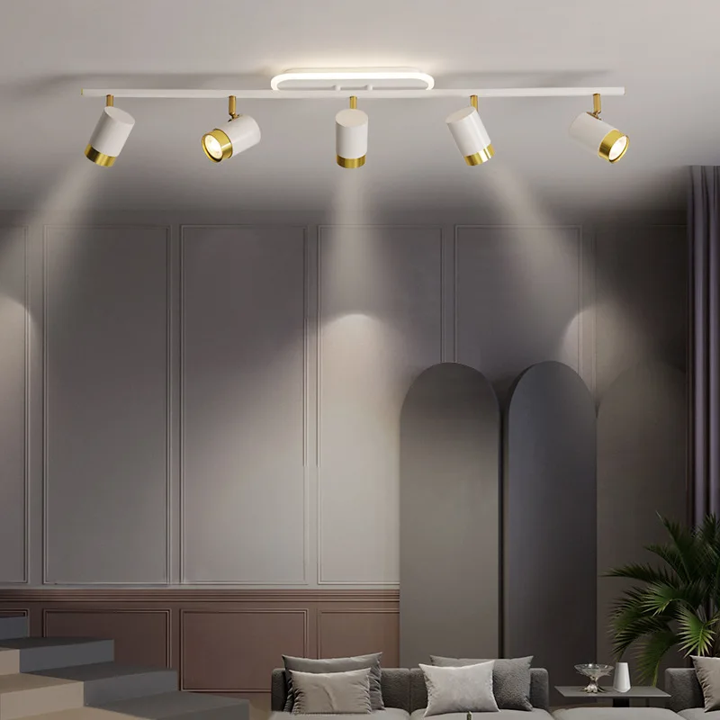 Nordic Strip Led Chandeliers With Spotlights For Living Room Bedroom Balcony corridor Lights Black White Decor Lighting Fixtures led chandelier