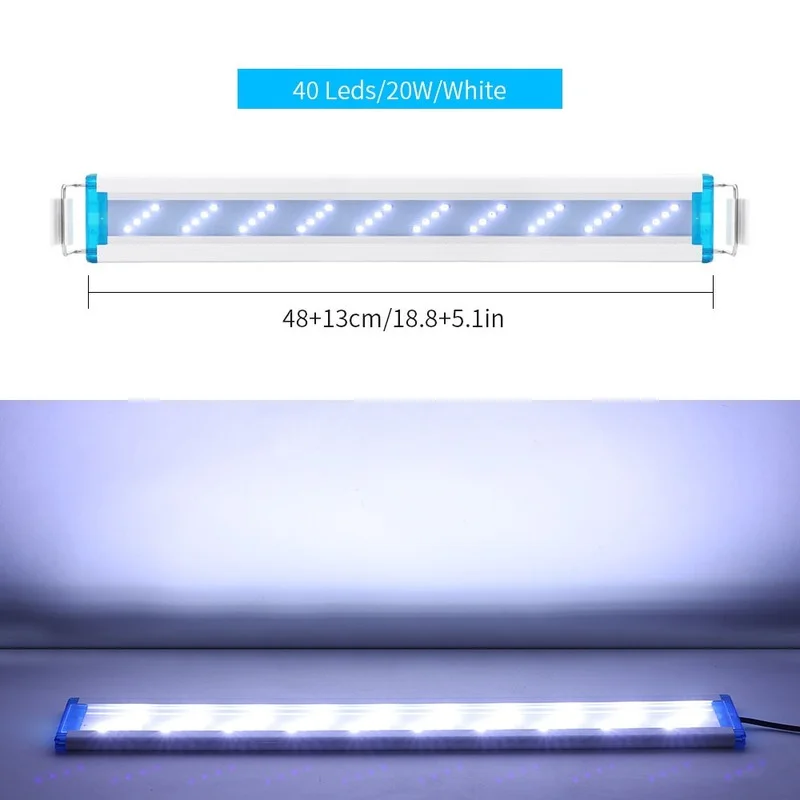 Super Slim LED Aquarium Lighting rgb Aquatic Plant Light 18-58CM Extensible Waterproof Clip for Fish Tank 90-260V Color Lights 