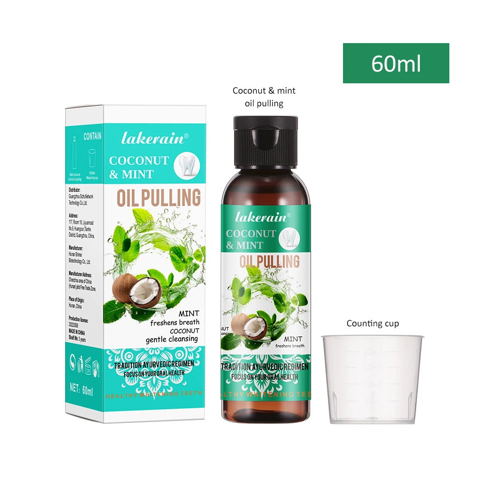 60/100/200/250ml Coconut Mint Pulling Oil Mouthwash Alcohol-free Teeth Whitening Fresh Oral Breath Tongue Scraper Set Mouth Heal teeth whitening essence teeth whitening product teeth health product