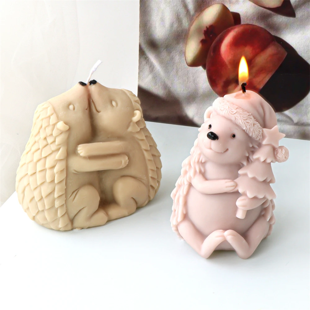 Silicone Mold Silicone Candle Mold Aromatherapy Candle Mold Silicone Candle Molds Candle Mold 3D Cute Hedgehog Candle Silicone Mold DIY Christmas Hedgehog Aromatherapy Candle Plaster Resin Making Mould Animal Home Decor