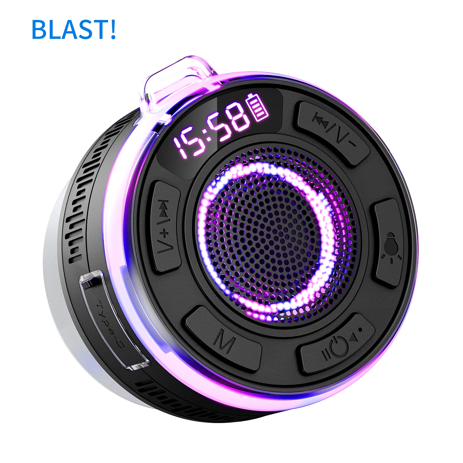 Wireless Bluetooth Speaker BLAST! S3 IPX7 Waterproof LED Light Strong bass Bluetooth speaker Type-C charging Cable 1100mAh