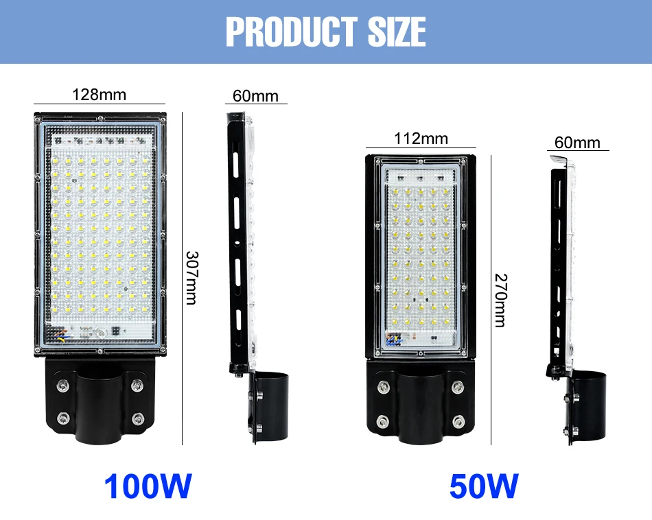 LED 슈퍼 밝은 투광등 IP65 방수 가로등 220V 야외 외벽 장착 조명 대면적 조명 100W 50W