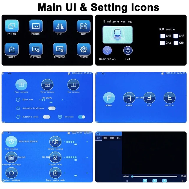 IPoster الرقمية اللاسلكية 7 بوصة شاشة مقسمة DVR مراقب AI المركبات البشرية كشف BSD كاميرات احتياطية لمقطورة Rvs تخييم