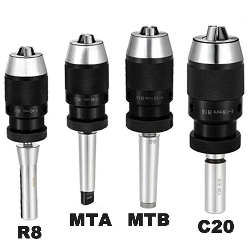 XXW B10 B12 B16 B18 B22 Self tightening drill chuck MT1 MT2 MT3 MT4 C20 R8 Morse Drill Chuck Lathe 1-10 1-16 1-13mm for drill chuck