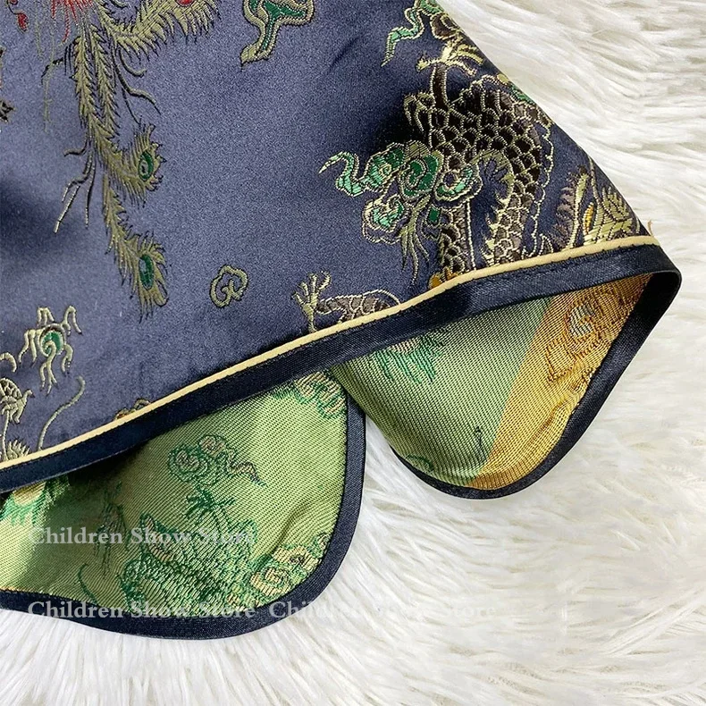 Brocade Dragon Phoenix Costume Chinese Style Qipao Top Lady Elegant Tang Clothes Silk Women's Slime Costumes Vintage Blouse
