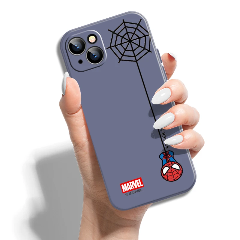 iphone 13 pro max case leather Marvel Spiderman For iPhone 13 12 11 Pro Max 12 13 Mini X XR XS Max 6 6s 7 8 Plus phone case liquid silicone funda coque Carcasa best case for iphone 13 pro max