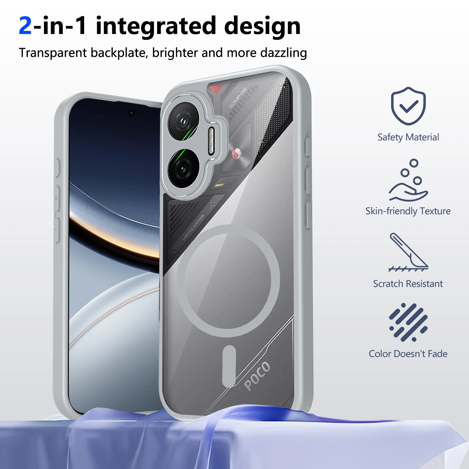 Premium Magnetic Phone Case with Wireless Charging - Clear Shockproof Back Cover