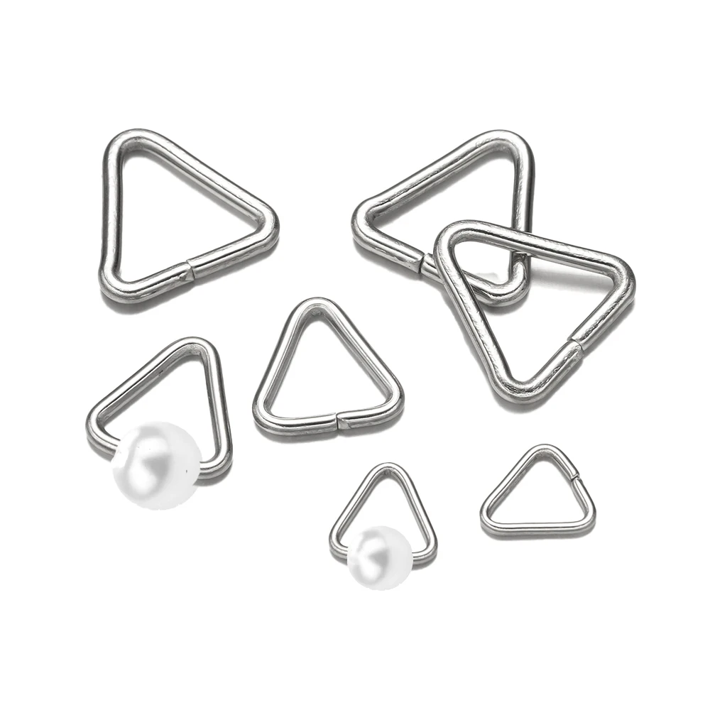 100 Stück Edelstahl Dreieck offene Biegeringe Pinch Clip Bail Connectors Verschluss Haken für DIY Armband Halskette Schmuckzubehör – Detail 2