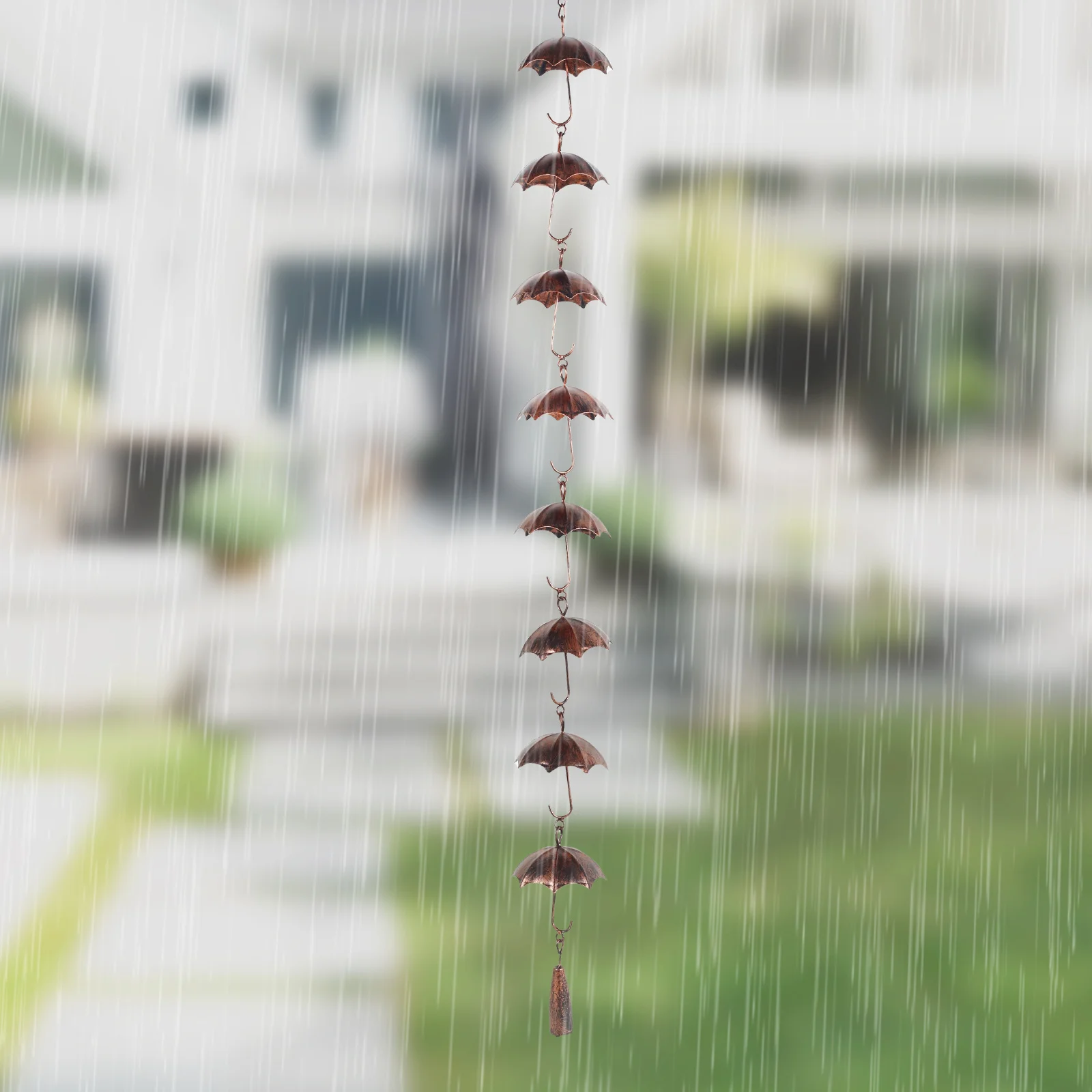 Description Picture 2 of itemMetal Rain Chain Decorative Metal Gutter Chain with Hooks for Home Outdoor Patio Yard Garden Vintage Gutter Roof Downspout Tool