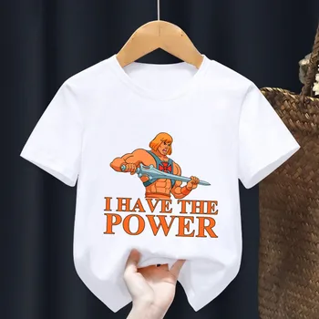 Masters of The Universe He-Man 프린트 어린이 티셔츠, 여아용 여름 상의, 아기 소년 의류, 만화 어린이 반팔 티셔츠, 신제품