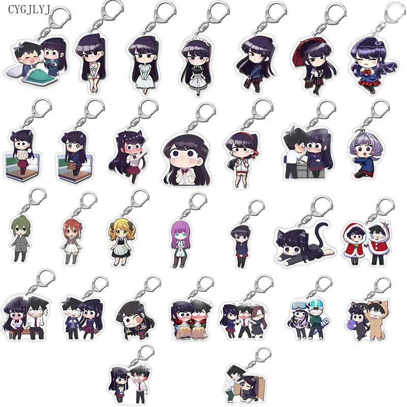 

30pcs Anime Keychain Komi San Wa Komyushou Desu Women Komi Shoko Key Chain Man Acrylic Accesorios Cute Kawaii Ornament Wholesale