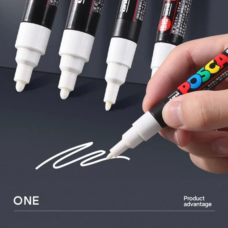White Marker Pens Acrylic Paint Markers Art Marker Pens Art Markers Paint Marker Pens UNI Posca White Acrylic Marker Paint Pens for Rock Painting Glass Wood Stone Metals Japanese Stationery Art Supplies for Artist
