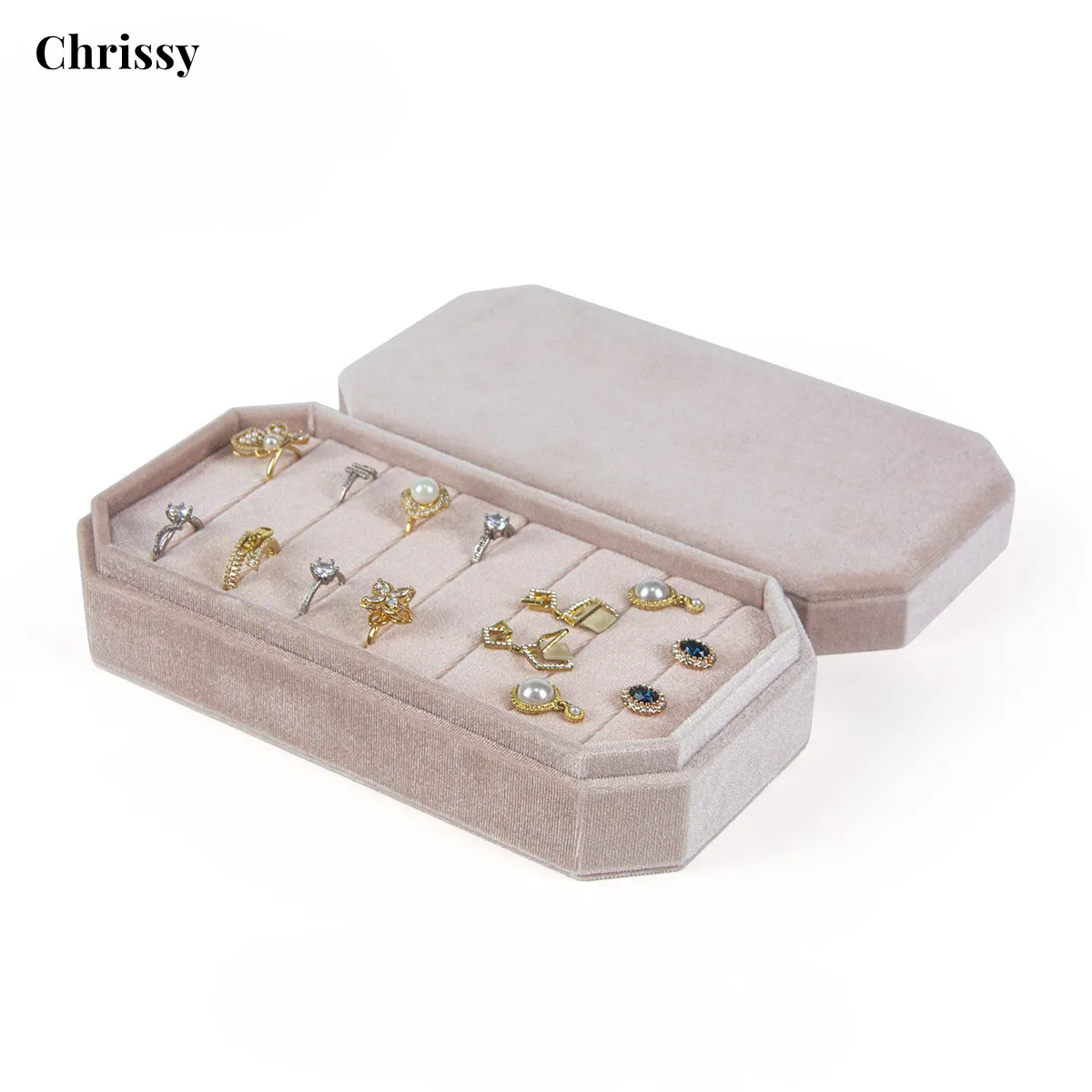 Velvet Suede Jewelry Display Tray Ring Earring Organizer Holder Rack Showcase Plate Fashion Jewellry Storage Box Case