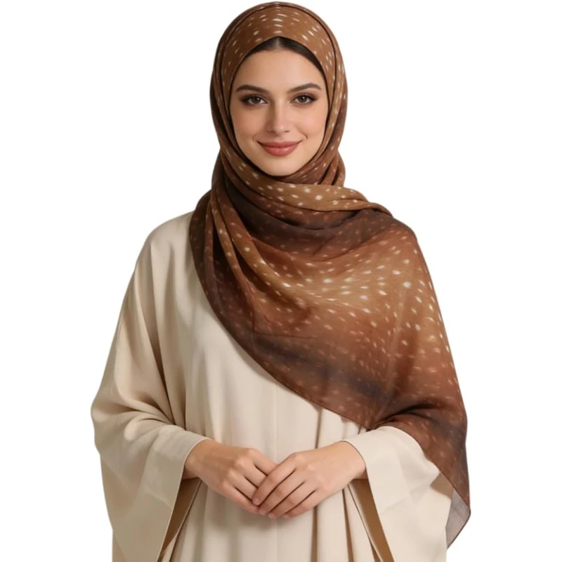 حجابات نسائية بوهيمية بطبعة غزال، شال مسلم ناعم بتصميم ألوان مائية، وشاح خفيف الوزن من القطن المودال، غطاء رأس خريفي، راماندا