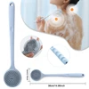 Double-Sided Silicone Back Scrubber Long Handle Scrubber Long Handle Mud Back Scrubber Shower Massage Non-Slip Exfoliation Brush 2