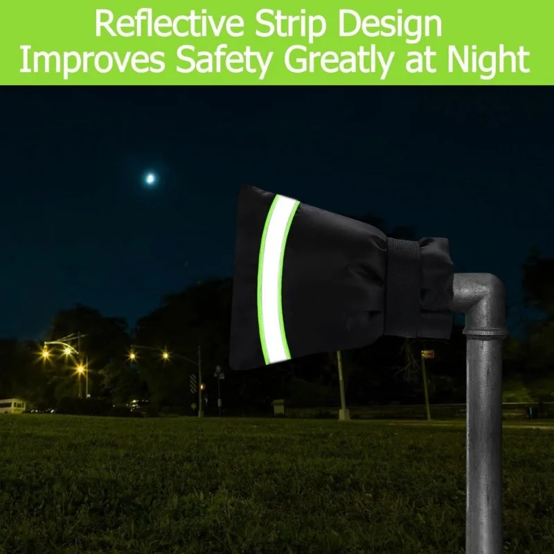 4 Pack Thickened Outdoor Faucet Covers for Winter Rain and Frost Protection, 5.9" W x 7.1" H, Green Reflective Strips