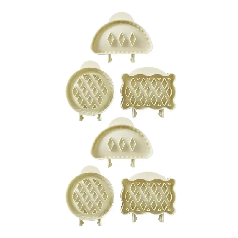 P82C 6 Pack Mini Pie Maker Hand Pocket Pies Mold Pie Top Cutter Dough Pastry Press Dessert Maker Plastic Material for Baking