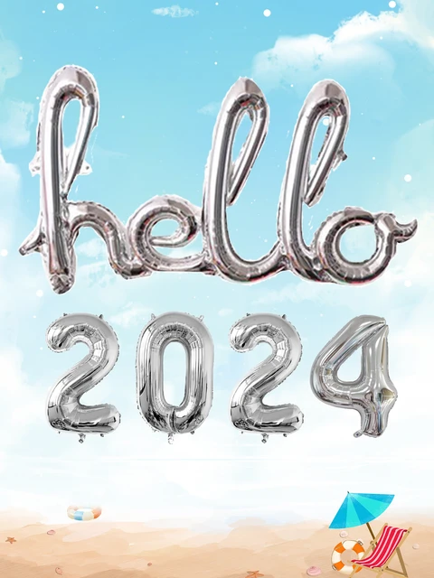 2024 Bonne Année Ballons Or Argent Lettre Ballon De Noël Décorations Pour  La Maison Nouvel An