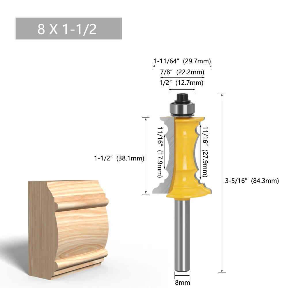 LAVIE 8mm Schaftfräser für Türen und Schubladen, Profilfräser für Handläufe, Zierleistenfräser für Holzbearbeitungswerkzeuge MC02165 – Detail 2
