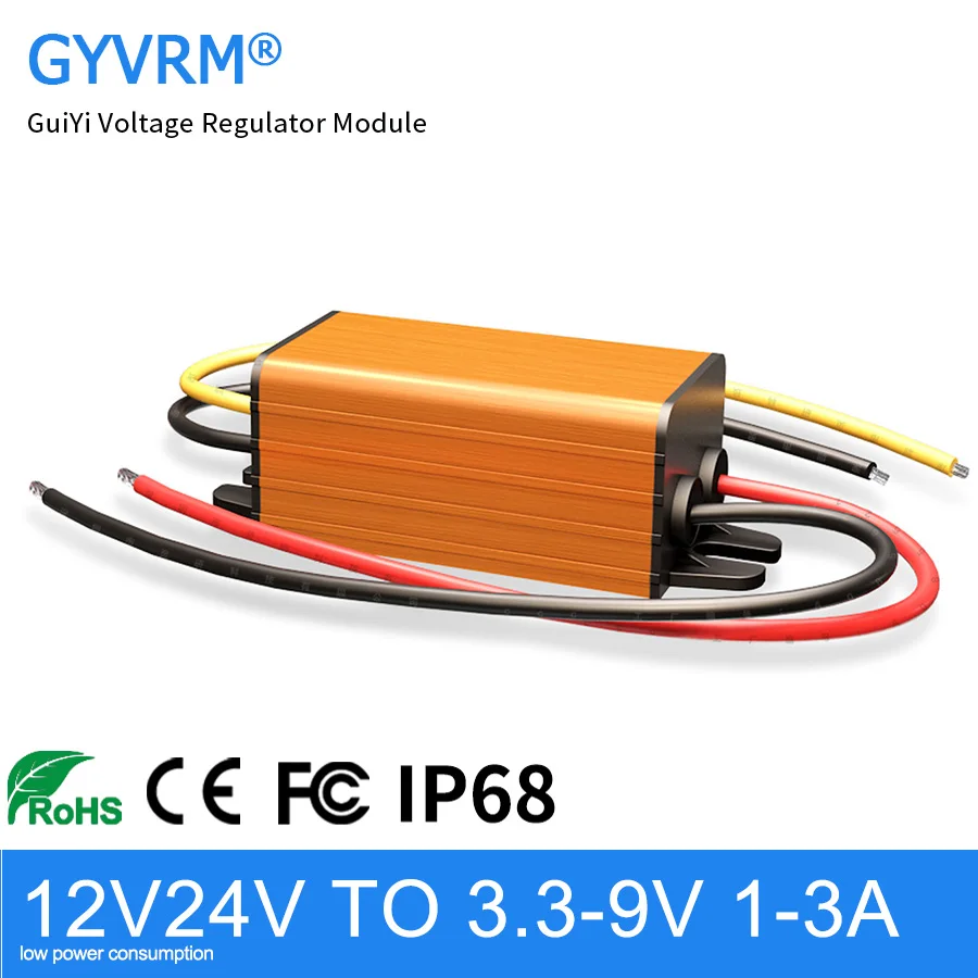 Step-down Modelo de Alta Temperatura Resistente Escudo de Alumínio de Ouro dc dc 12v 24v a 3.3v 3.7v 4.2v 5v 6v 7.5v 9v 1a 2a 3a 5a
