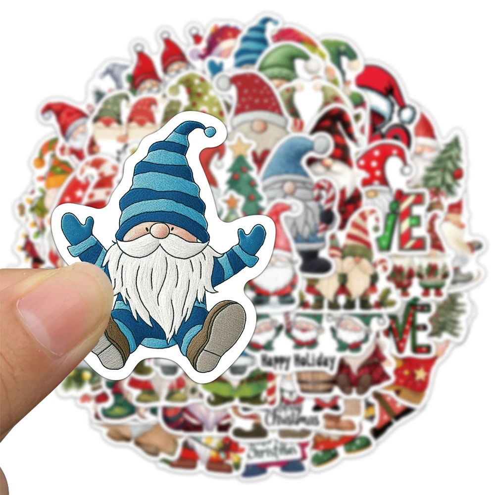 50 Stück Weihnachts-Zwerg-Aufkleber, exquisite und niedliche Weihnachtsmann-Konto-Material, Handyhülle, Laptop, Gepäck, wasserfeste Aufkleber