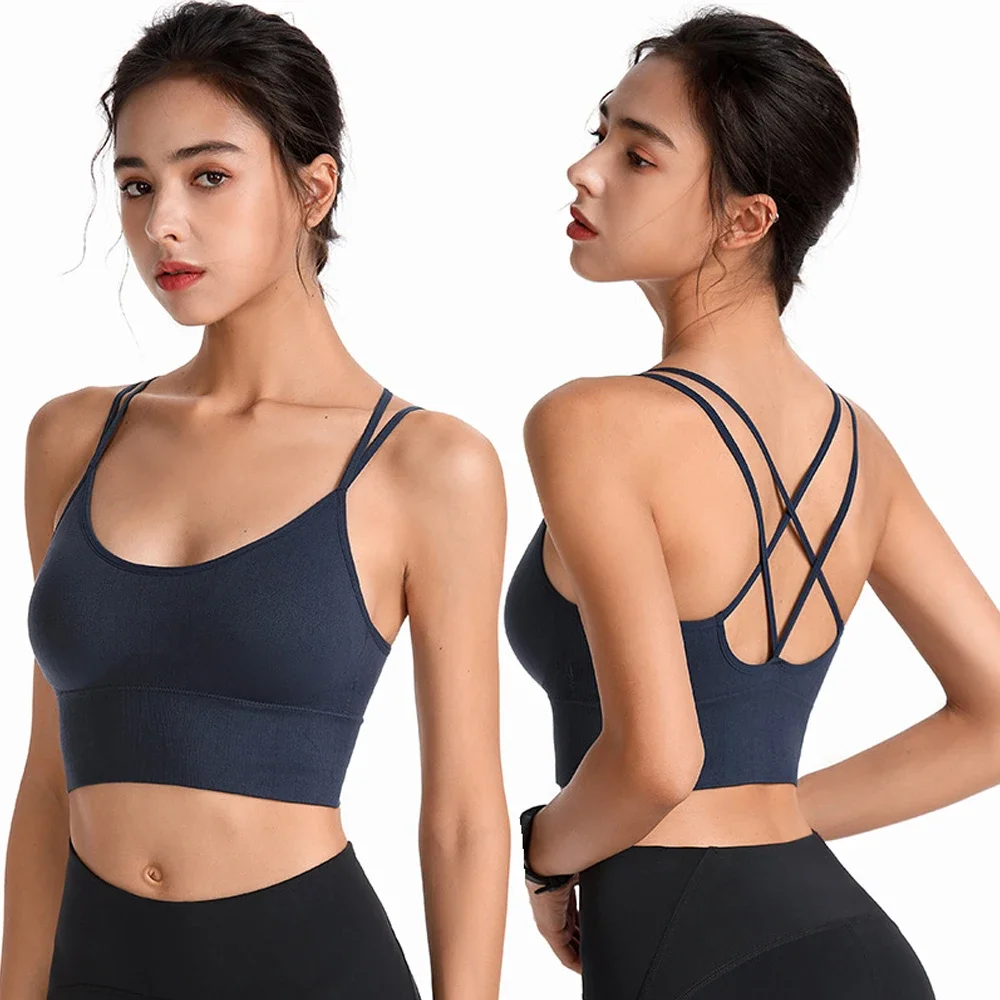 JUUMMP 1Pcs Cross Back Sport Bras for Women -Wirefree Padded,Criss Cross  Cropped Bras for Yoga Workout Fitness Low Impact - AliExpress