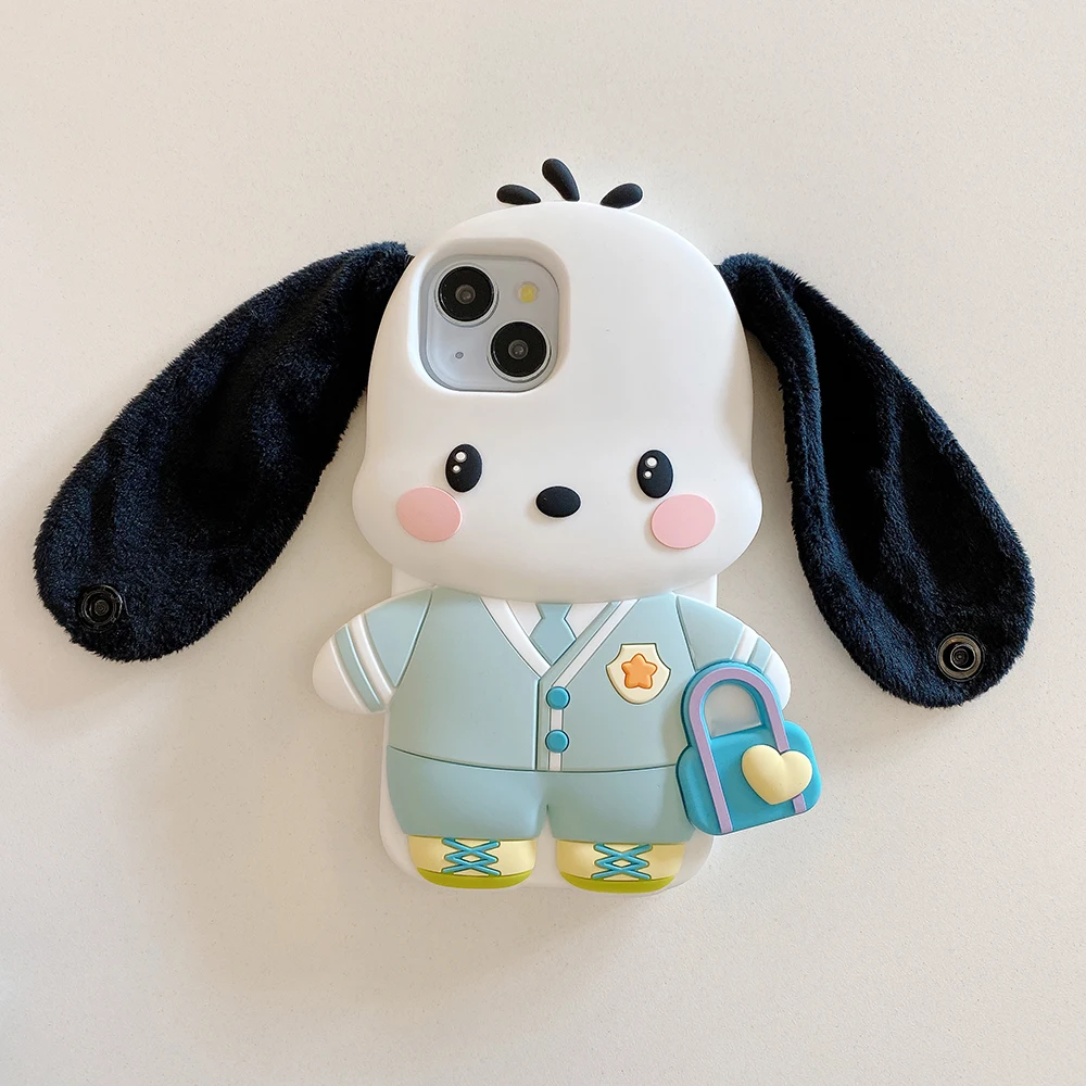 3D Cartoon Dog Silicone Phone Case with Strap - Shockproof & Soft Protective Cover