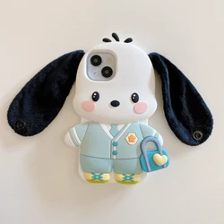 3D Cartoon Dog Silicone Phone Case with Strap - Shockproof & Soft Protective Cover - iPhone 16 (Dog)