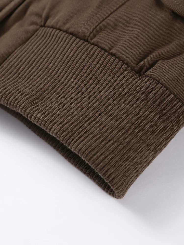 Damen-Bomberjacke mit Kapuze und Pelzkragen, Wintermantel, Herbst 2022, langärmelig, einreihig, gerüscht, Tops, schicke Damen-Oberbekleidung – Detail 12