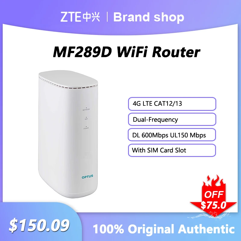 

ZTE Unlocked MF289D WiFi Router LTE CAT12/13 Wireless Network Signal Repeater Dual-Frequency 600Mbps Modem 4G WiFi Sim Card