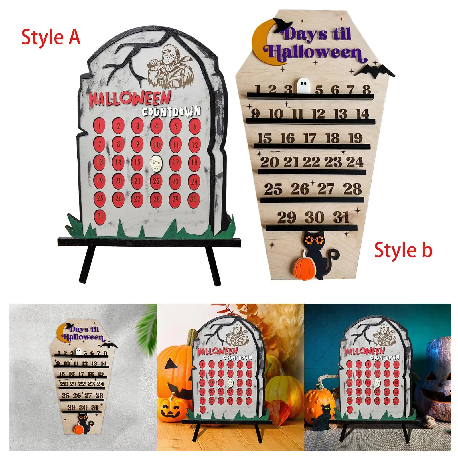 Halloween Calendar Art Craft Durable Halloween Countdown Sign Ornament for  Festive Home Holiday Haunted House Halloween Decor - AliExpress