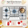 Stove Top Stainless Steel, Built-in Gas Propane Cooktops with Thermocouple Protection, NG/LPG Convertible, Electronic Ignition G 5