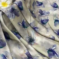 80S Silk Cotton Purple Butterfly Luo Brocade Fabric Summer Dress Suits Pants Material Soft Breathable Women Fashion Textile