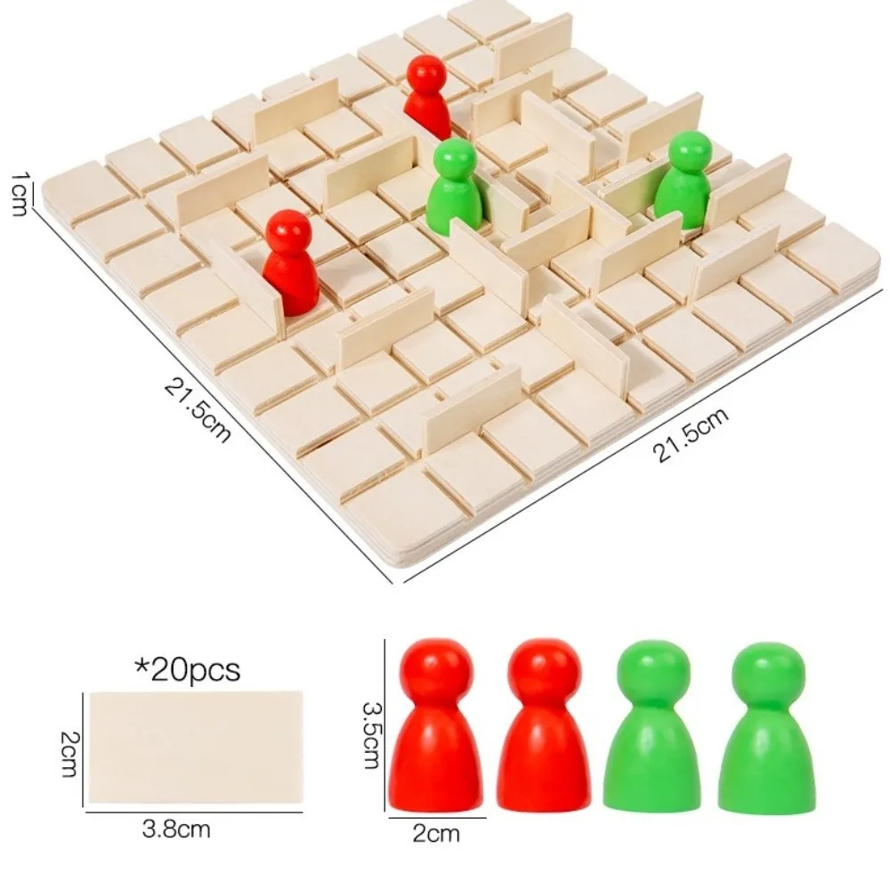 Wooden Tabletop Puzzle & Chess Game - Interactive Logical Thinking Board Toy