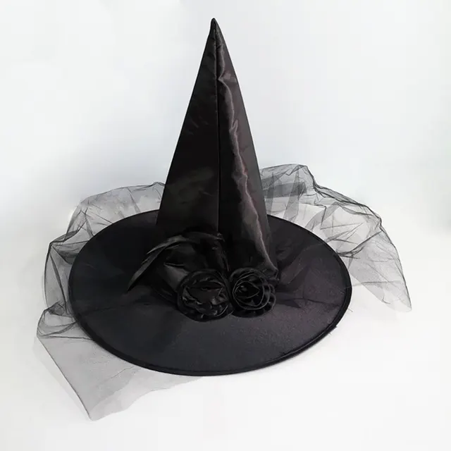Halloween Hat For Kids Rose Mesh Gauze Witch Hat Party Cosplay Prop Supplies Unisex Wizard Hat Costume Personality Pointed Cap 1