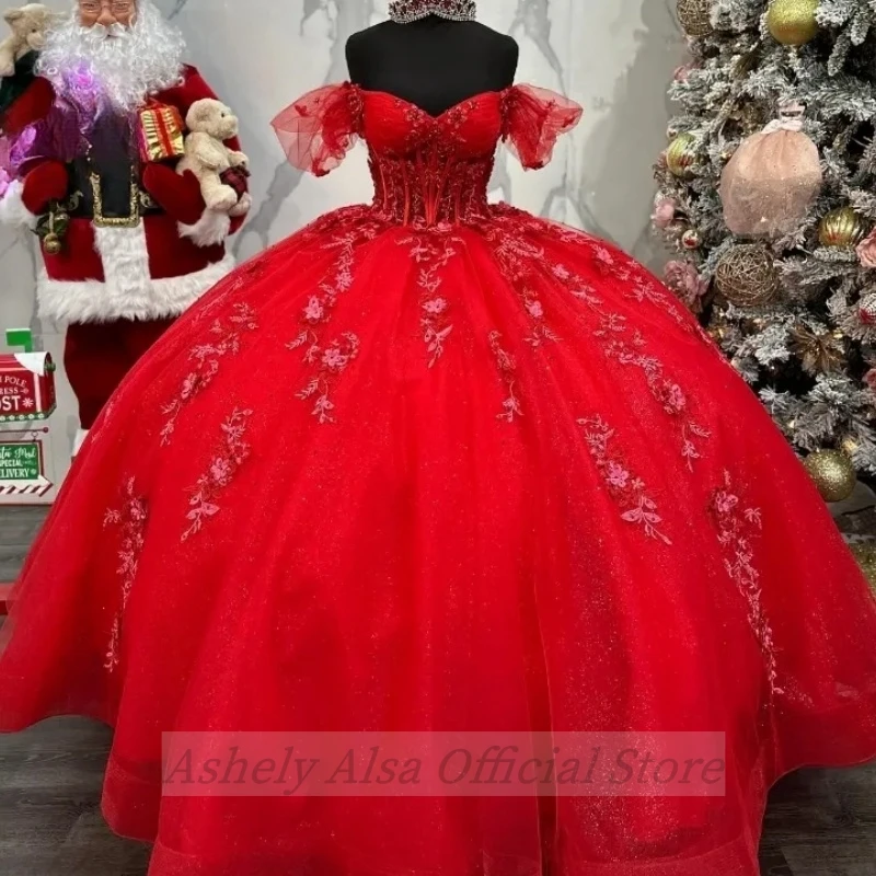 Saudi Arabic Real Photos Red Princess Birthday Party Dress For 15 16 Year Girls Prom Wear Quinceanera Dresses vestidos de fiesta