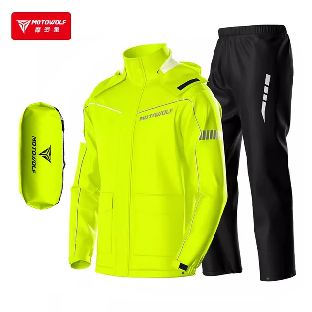 Motorcycle Rainsuit Waterproof Split Raincoat Suit Cycling Motorbike Jacket and Pants Lightweight Foldable Windproof Reflective