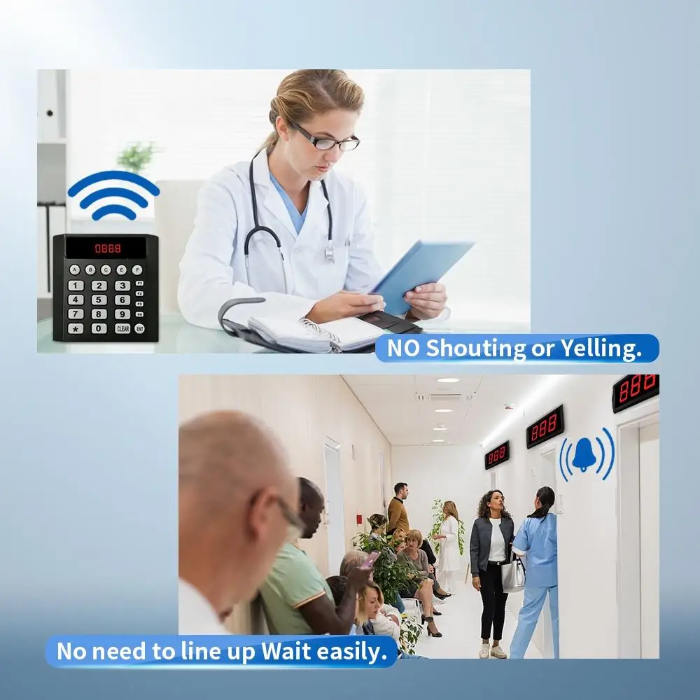 Wireless Queue Calling System Take a Number Device with Voice Call Waiting Number Management System For Restaurant Hospital Bank wireless calling system
