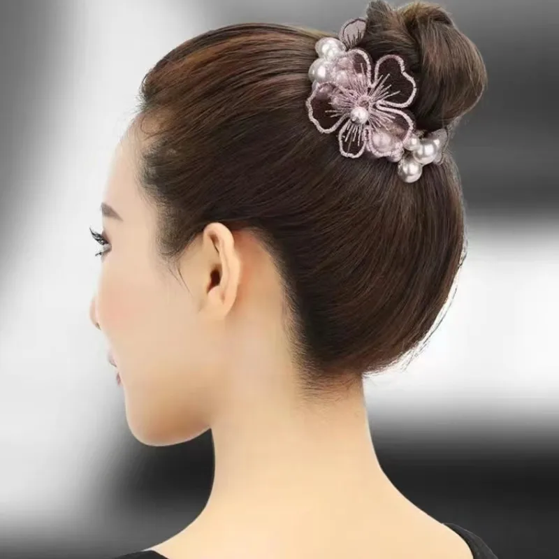 

Резинка для волос с жемчужинами и цветами D07, аксессуар для волос с бусинами и жемчугом, плетеная вручную резинка, головной убор, эластичные ...