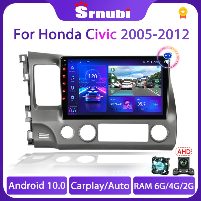 Srnubi Android 11 автомобильное радио для Honda Civic 8 2005 - 2012 мультимедийный видеоплеер
