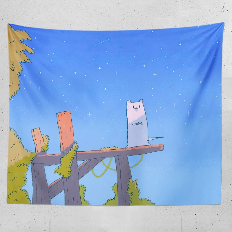 Tapestry Decor Healing Cartoon Small Animal Tapestry Bohemian Kawaii Accessories Room Tapestries kawaii Ccessories Room Wall Cloth Tapestries