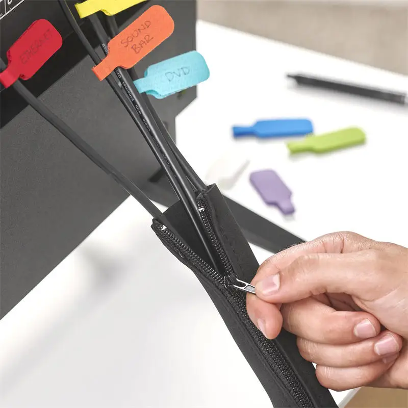 1/2/4 PCS Flexible Kabelmanagement-Hülse, Kabel-Organizer mit Reißverschluss, universelle Kabelhülle, Wickelabdeckung für Zuhause, Büro, Desktop – Detail 7