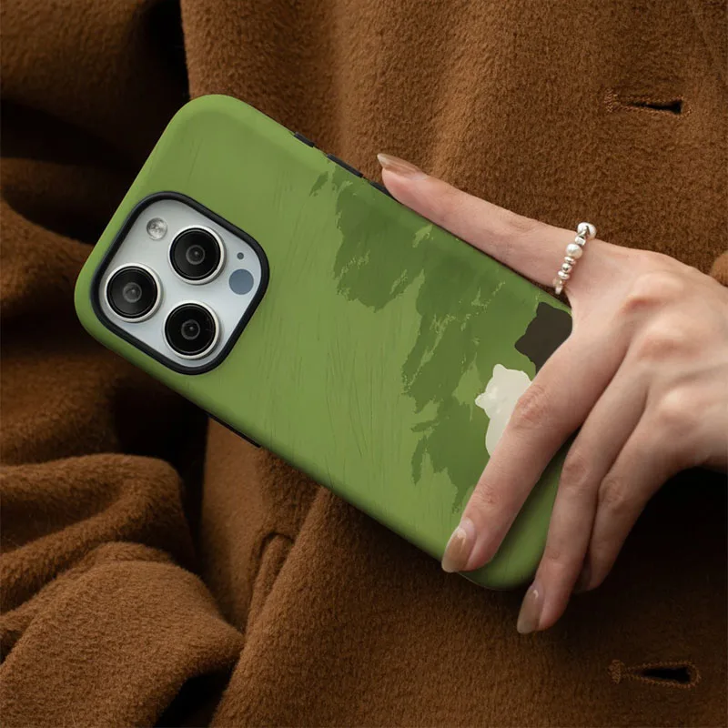 Cartoon Cat Phone Case with 2-in-1 Film Shell Cover