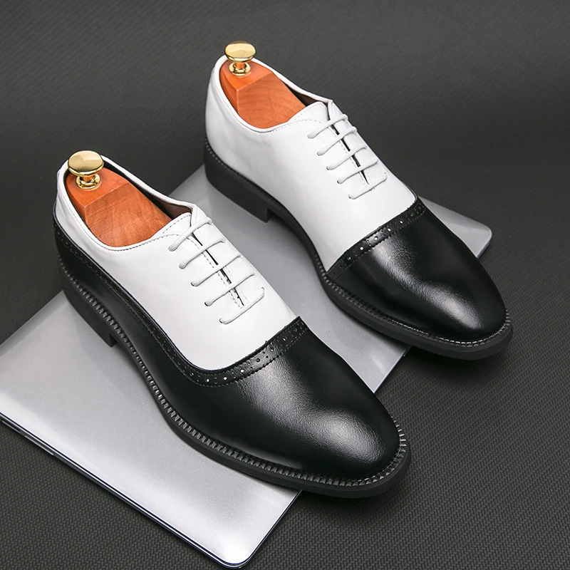 

2023 Men's Brogue Shoes lace up oxfords Men Suit Shoes Casual Formal Business leather Shoes Men Italian banquet wedding Shoes