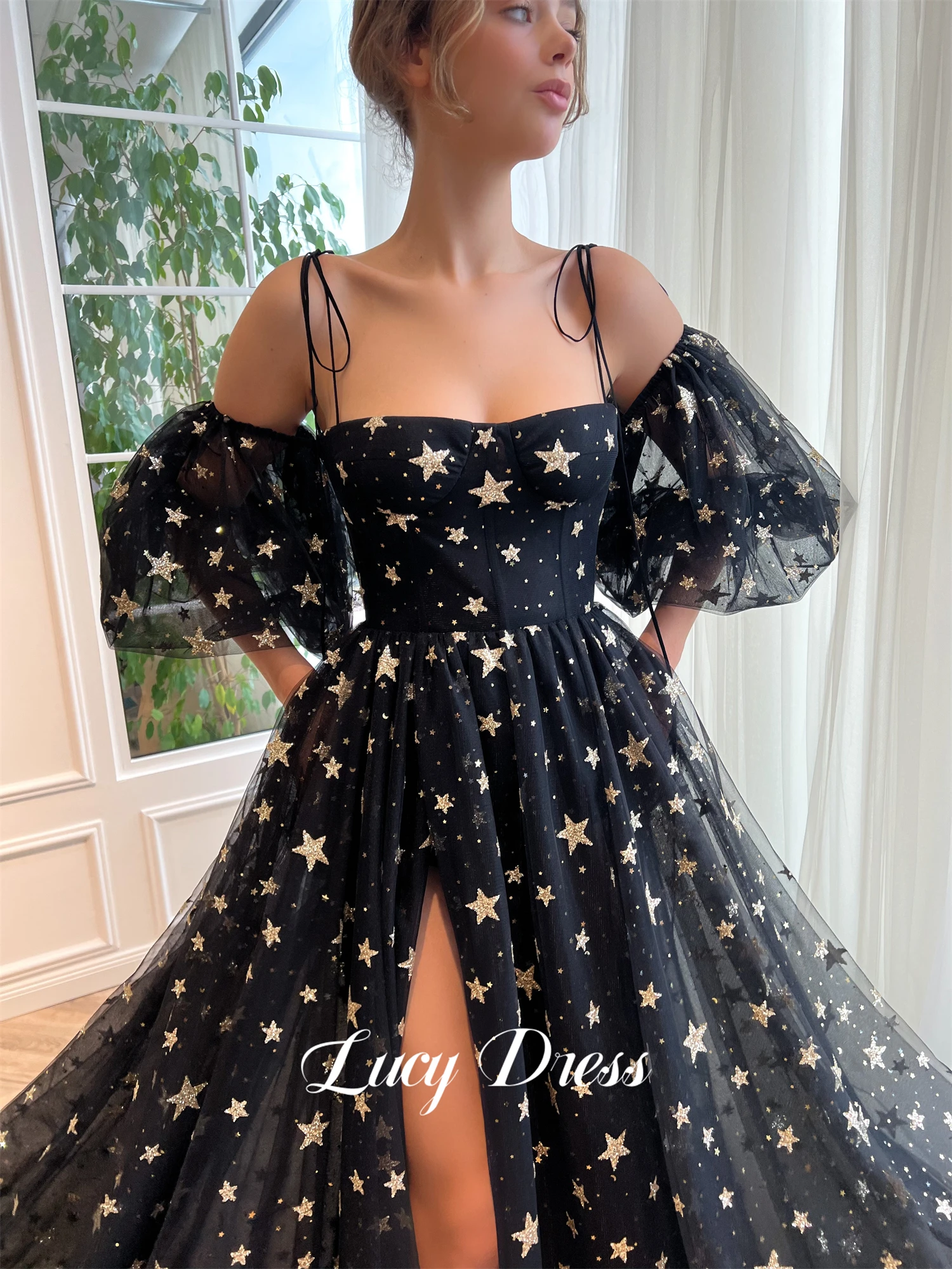 

Lucy Line A Graduation Gown Star Mesh Robe Soiree De Luxe 2024 Wedding Dress Women Elegant Party Long Dresses Ball Gowns Prom